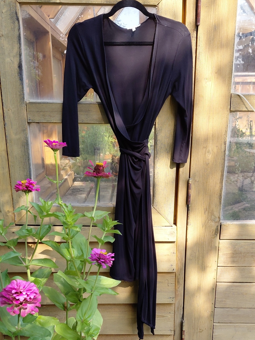 Women's Black Wrap Dress- Elegant Lightweight Dress